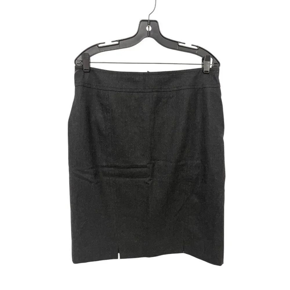 Akris Punto Womens Pencil Straight Skirt Sz 12 Charcoal Gray Wool Lined knee